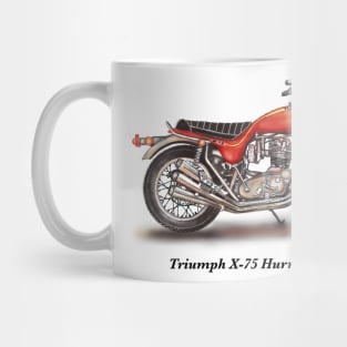 Drawing of Retro Classic Motorcycle Triumph X-75 Hurricane Mug